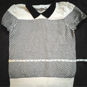 ELLE - Rare Honeycomb Knit Polo Sweater Sz M